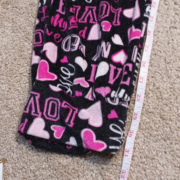 Bobbie Brooks Pajama Bottoms - Pink and Black I Love My Bed With Hearts Print 1X - Picture 9 of 11